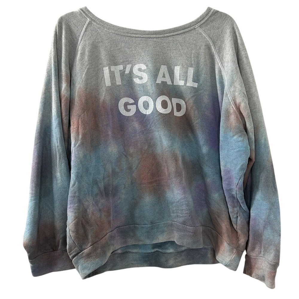 good hYOUman Tie Dye Sweatshirt M Gray Its All Good Graphic Boho Loungewear‎